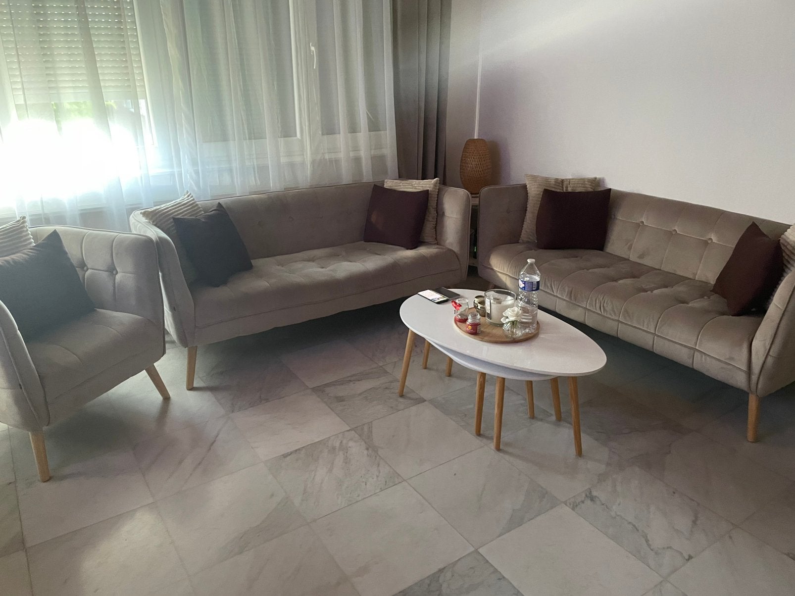 Canape taupe en tissu lavable, Maison & Meubles, Enlèvement