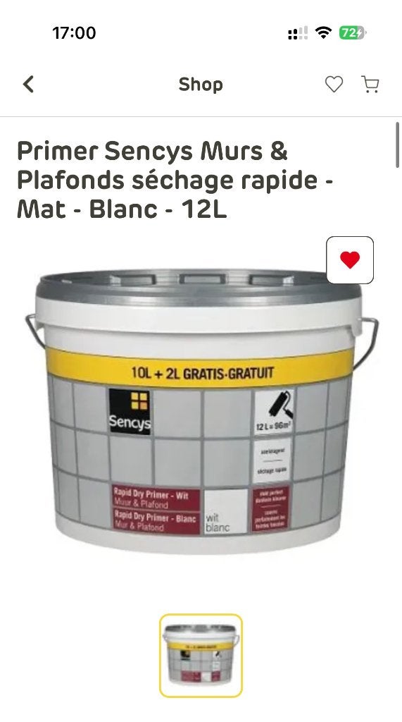 4 Pots Primer peinture Sencys, Bricolage & Construction, Neuf, 10 à 15 litres, Enlèvement, Peinture