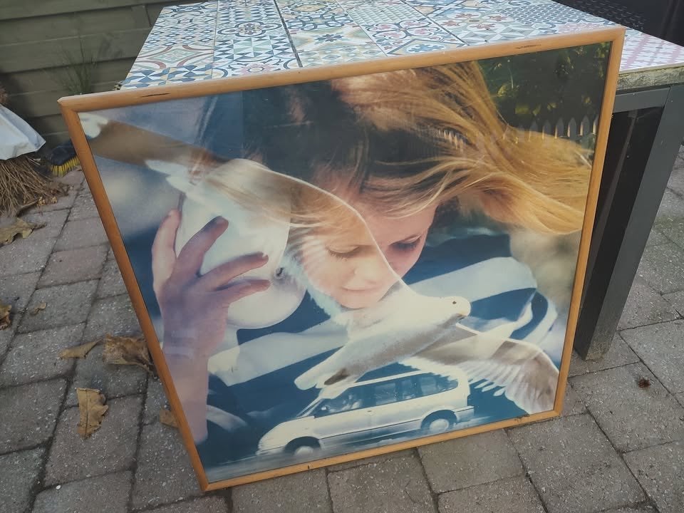 3 grote houten kaders met glas, Ophalen, Bruin, 83 cm, Met glas