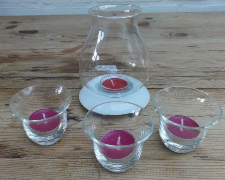 SALE Glazen theelicht houdertjes, 1 x Arberg, -, Utilisé, Autres matériaux, Blanc