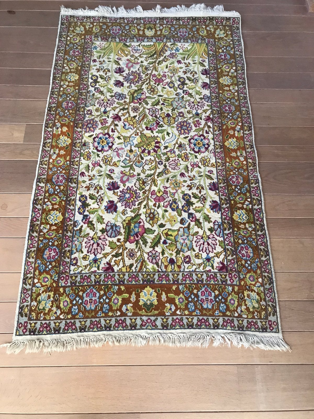 Zijden tapijt met bloemenmotief, Ophalen, Gebruikt, 50 tot 100 cm, 150 tot 200 cm