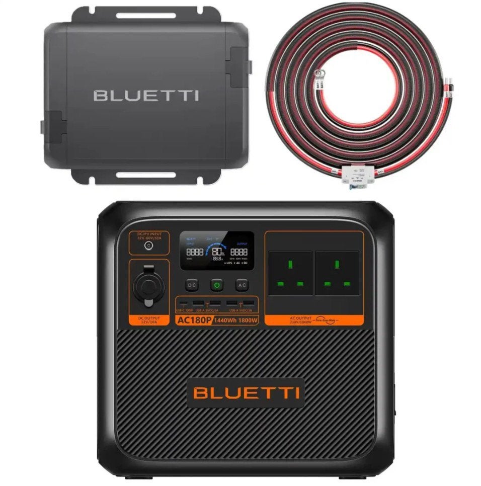 Set BLUETTI AC180P plus Charger 1, Sports nautiques & Bateaux, Instruments de navigation & Électronique maritime, Utilisé, Câble ou Équipement