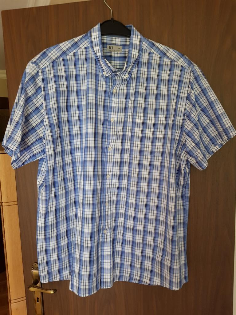 Heren hemd, wit blauw ruit, Tex, maat 3XL, korte mouwen, Kleding | Heren, Grote Maten, Ophalen, Zo goed als nieuw, Blauw