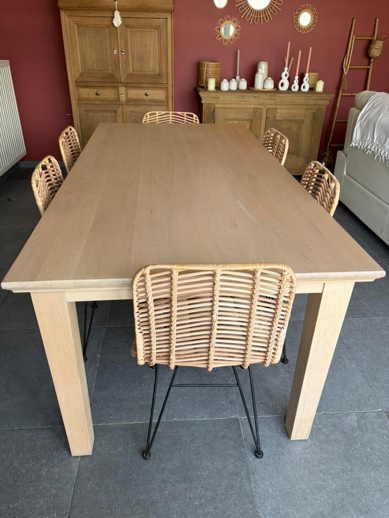Table à manger en chêne clair massif, Maison & Meubles, Tables | Tables à manger, Enlèvement, Utilisé, Chêne