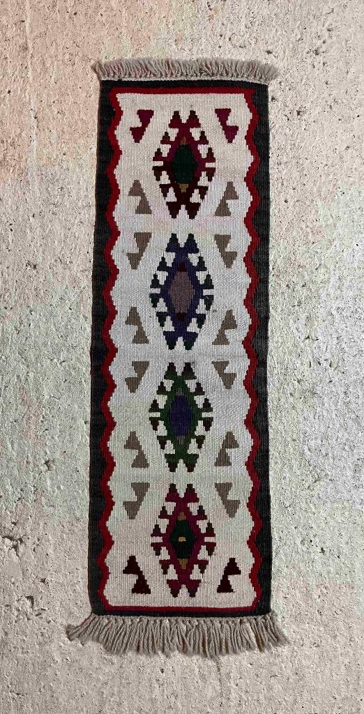 Chemin de table Kelim écru aux couleurs 96/30 cm, Envoi, Utilisé, Multicolore, Autres styles