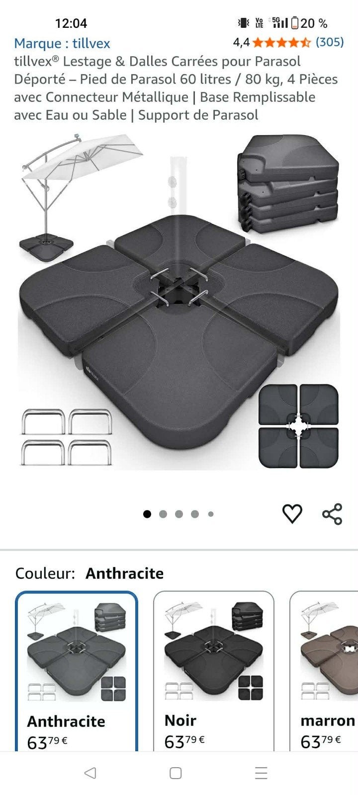 Pied pour parasol gris clair !!!neuf!!!, Jardin & Terrasse, Parasols, Neuf, Moins de 1 mètre, Base de parasol