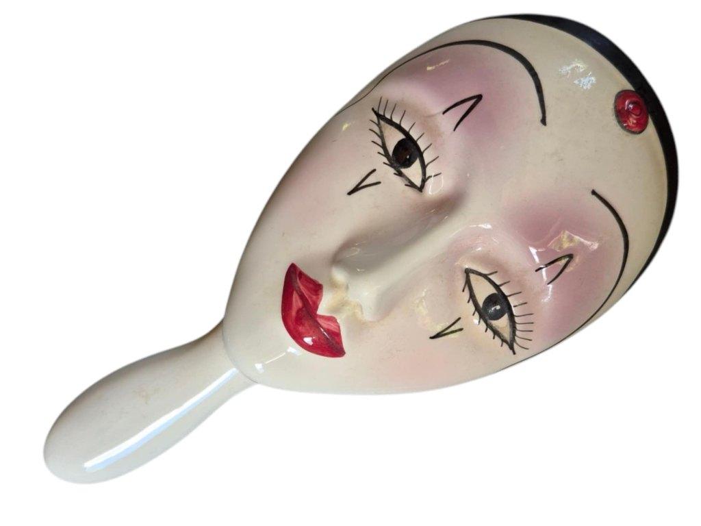 Miroir à main Pierrot en céramique de 25 cm, Antiquités & Art, Enlèvement