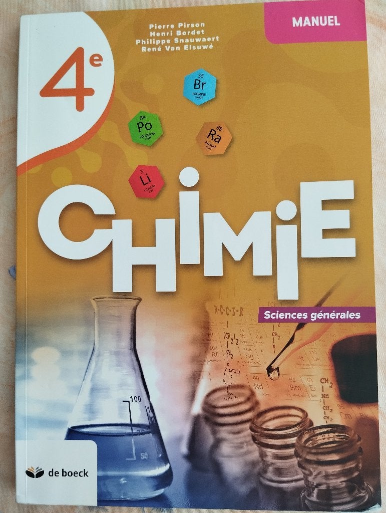 Chimie 4eme, Livres, Enlèvement, Secondaire, De boeck, Chimie