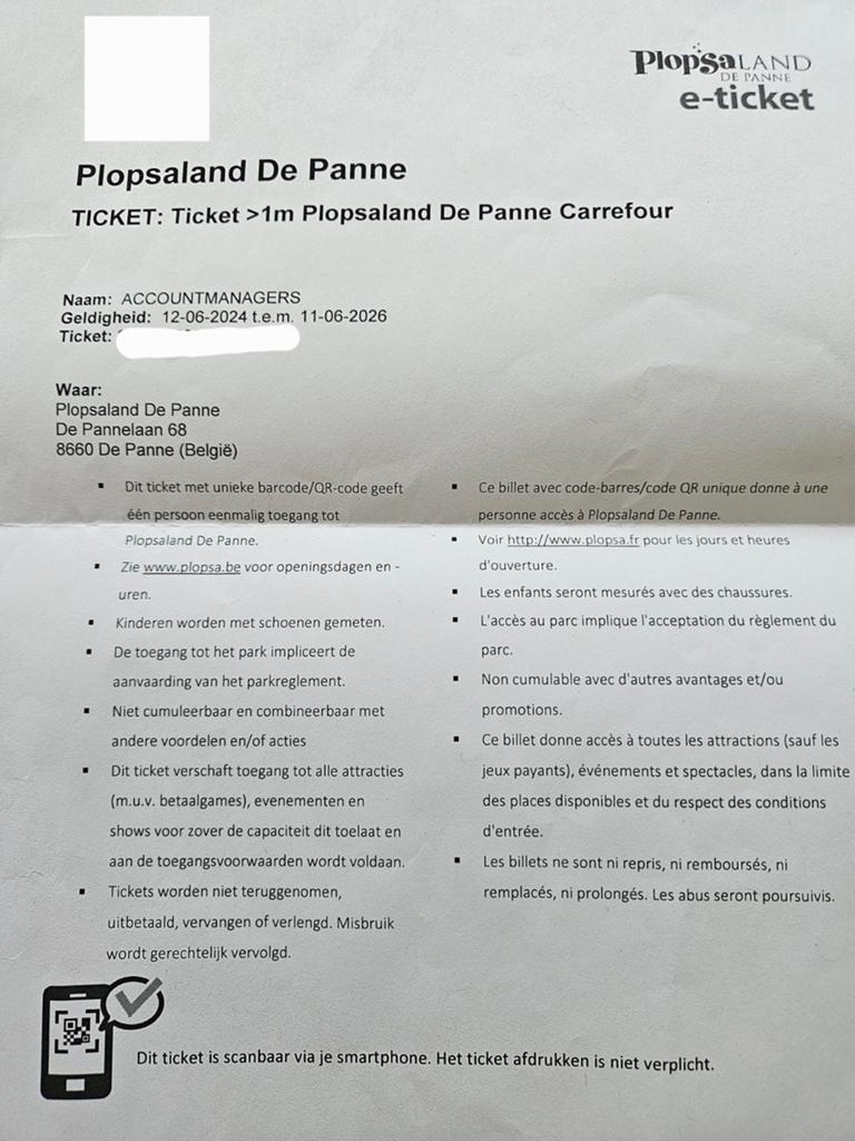 Ticket Plopsaland, Computers en Software, Apple Macbooks, Ophalen