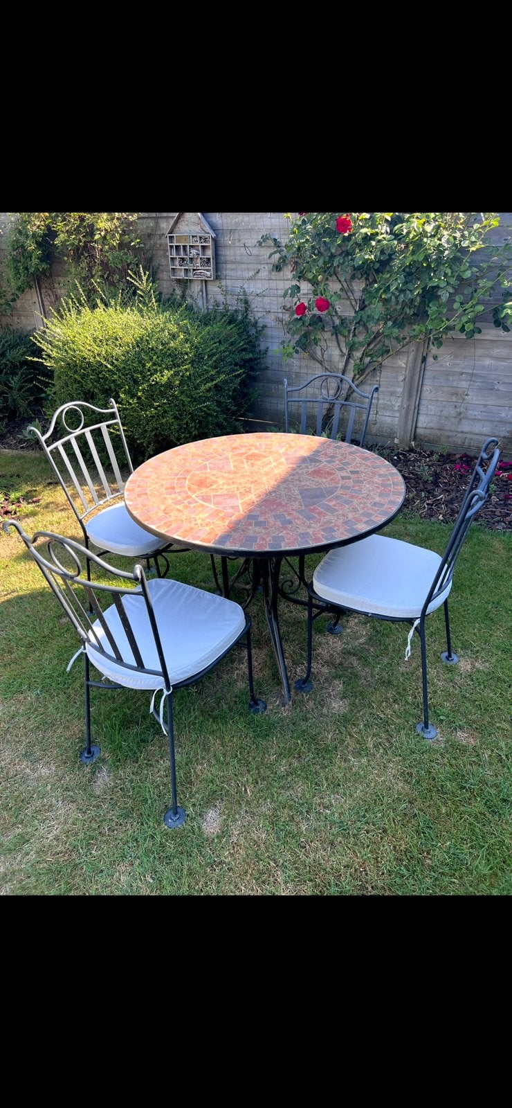 Marokkaans tuinset tafel en 4 stoelen smeedijzer, Chaise, Salons de jardin, Utilisé, Autres matériaux