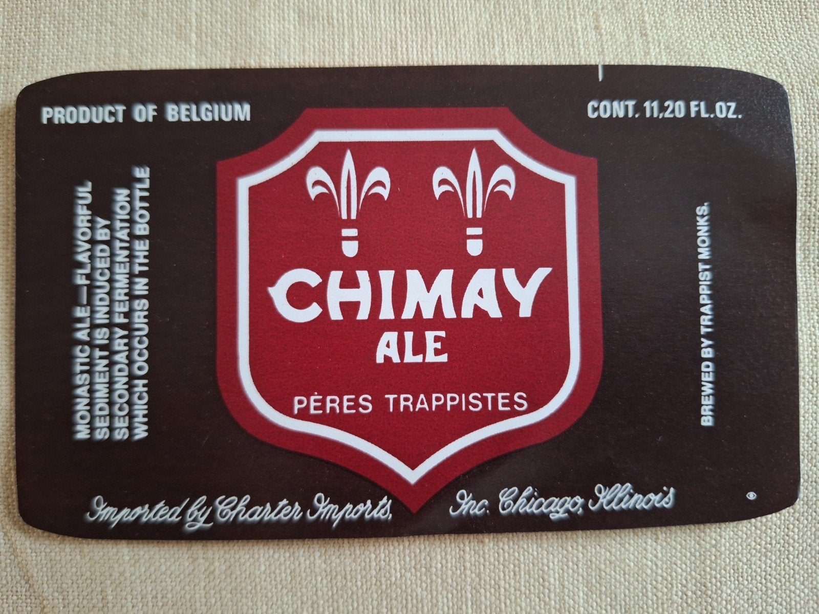 Zeldzaam bieretiket Chimay bier brouwerij Chimay Scourmont, Collections, Enlèvement ou Envoi