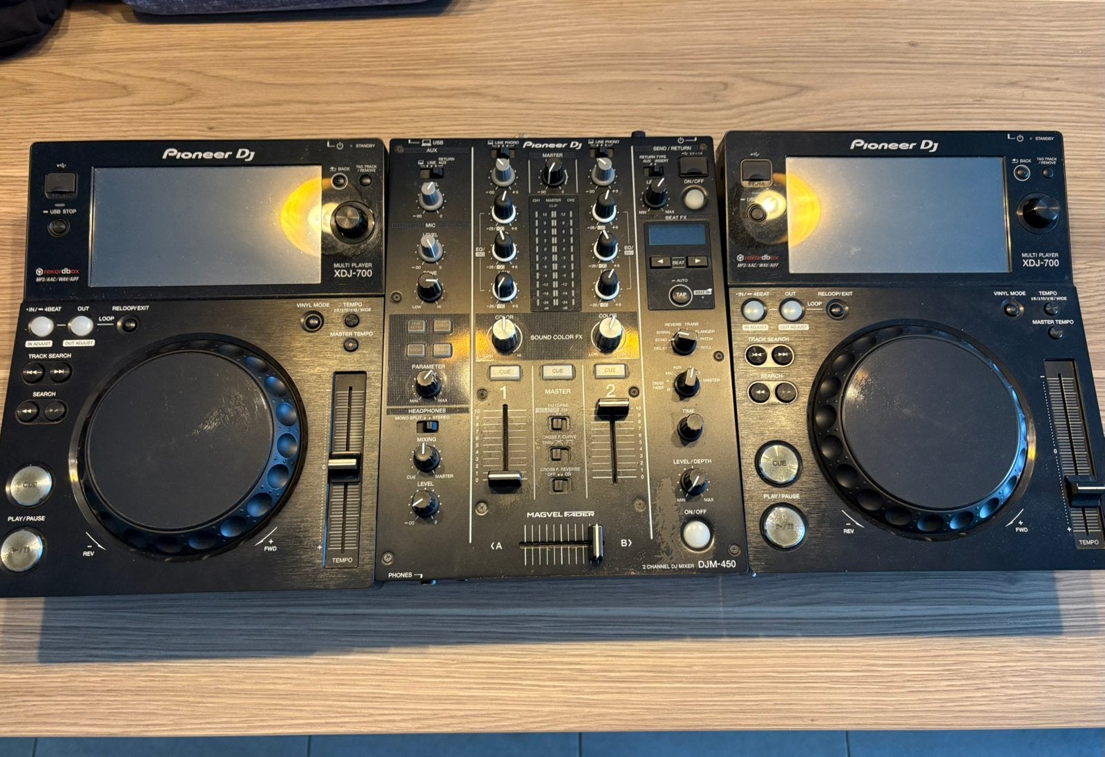 Pioneer DJ set – 2x XDJ-700 + DJM-450 mixer, Muziek en Instrumenten, Dj-sets en Draaitafels, Ophalen, Zo goed als nieuw, Dj-set