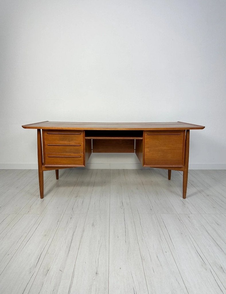 Bureau Arne Vodder en teck H.P. Hansen danois vintage 60s, Moderne, Enlèvement ou Envoi, Utilisé