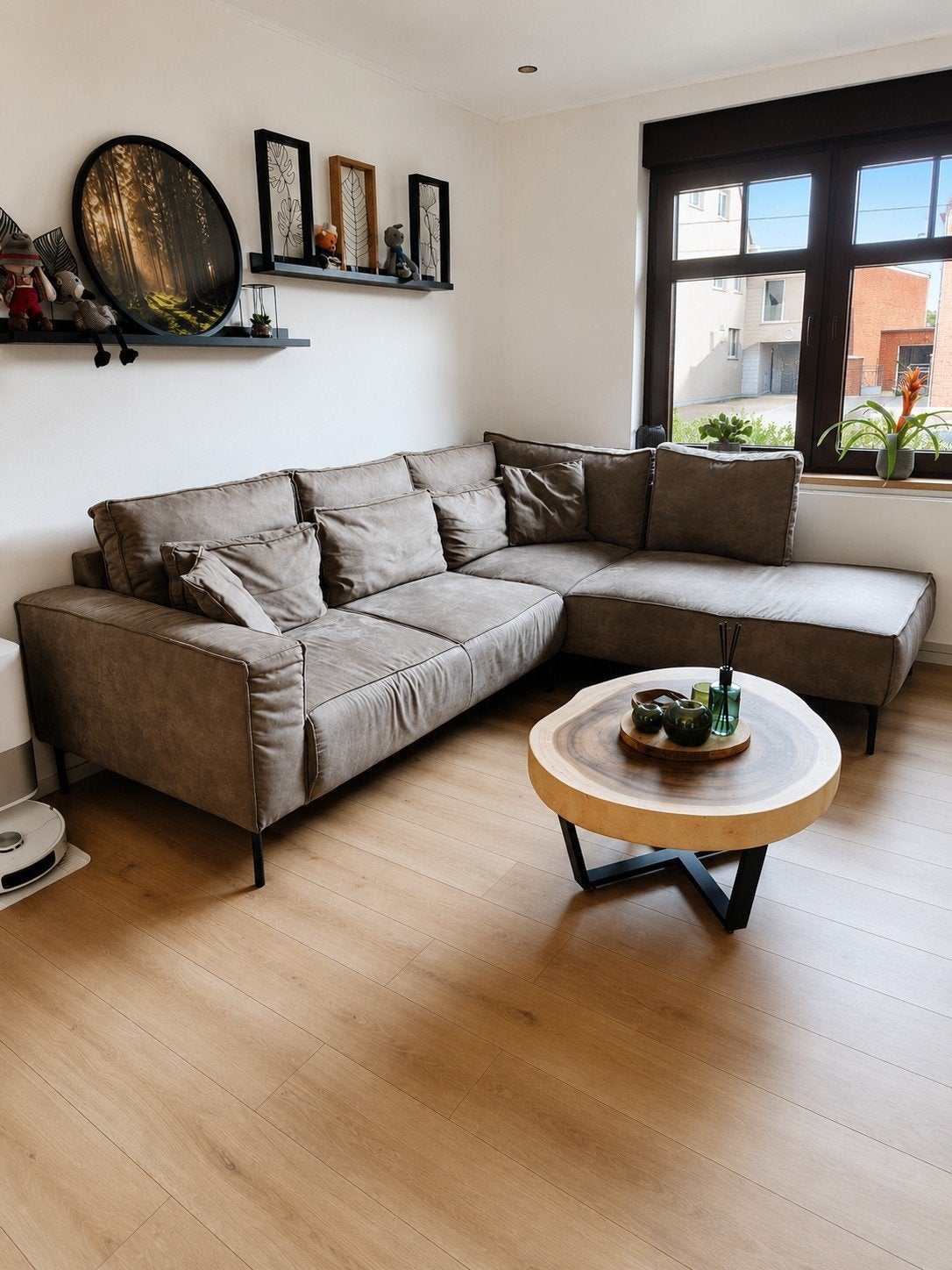 Hoeksalon in microleder, Huis en Inrichting, Ophalen, Zo goed als nieuw, Leer, Industrieel