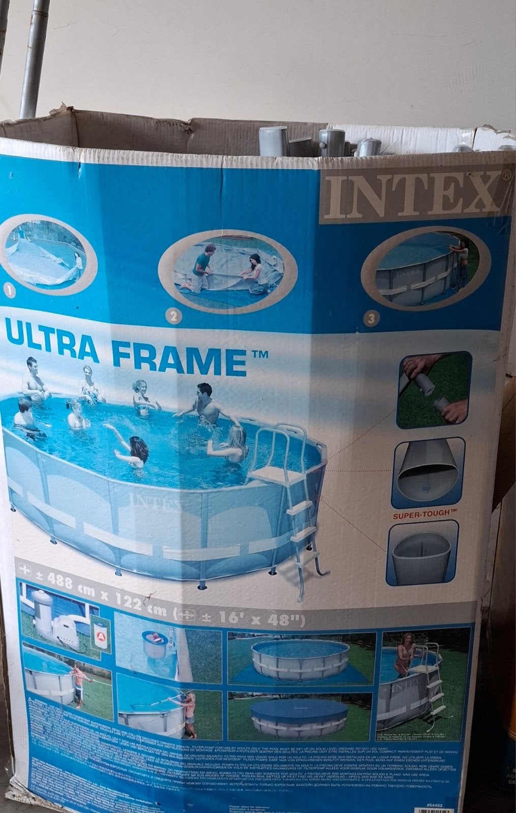 Intex zwembad 488cm,  met vele toebehoren klaar voor gebruik, Gebruikt, Rond, Opzetzwembad, Ophalen