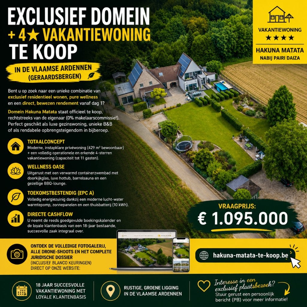 TE KOOP-Exclusief wonen + toprendement: Domein Hakuna Matata, Immo, Buitenverblijven te koop, Provincie Oost-Vlaanderen, Villa
