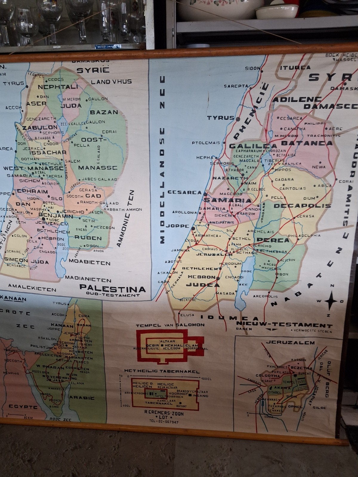 Landkaarten Palestina - Syrië op linnen, Ophalen