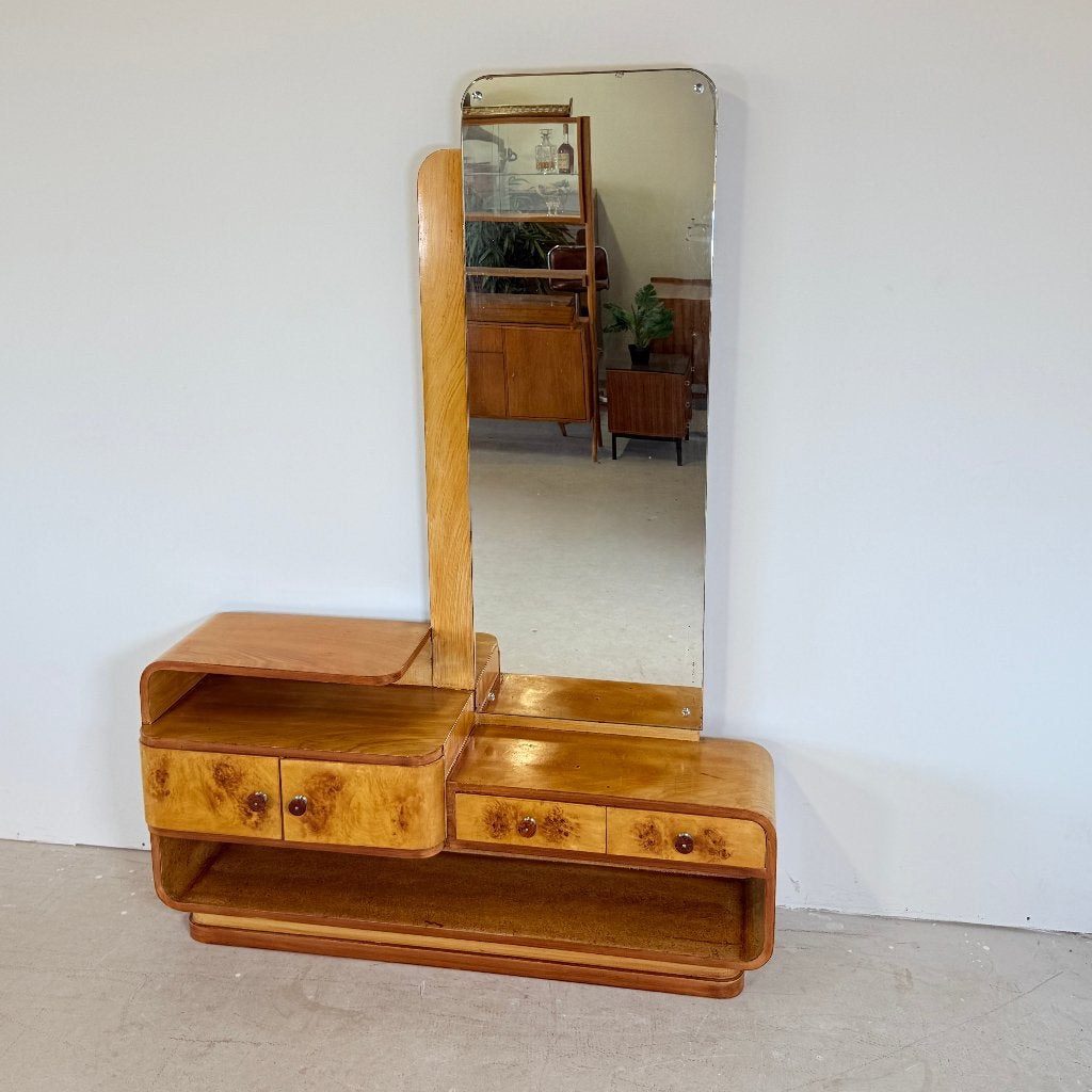 Coiffeuse Art Déco, style Halabala avec poignées en bakélite, Antiquités & Art, Enlèvement ou Envoi