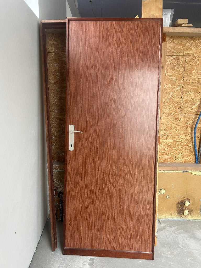 Houten deur + omkadering, Doe-het-zelf en Bouw, Ophalen, Gebruikt, Minder dan 80 cm, Binnendeur
