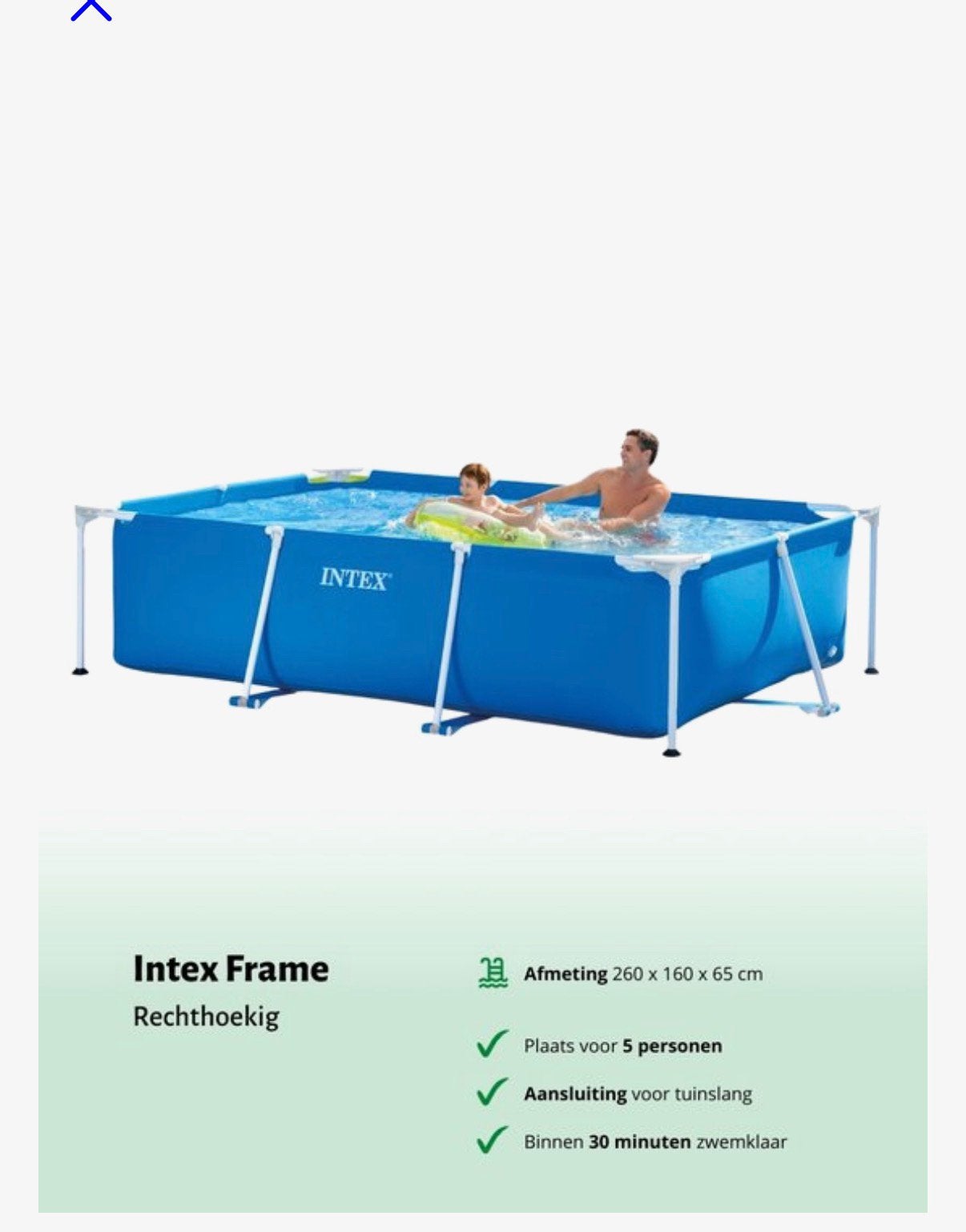 Intex Zwembad - 260 x 160 x 65 cm - Incl. Zwembadfilterpomp, Ophalen, Nieuw, Opzetzwembad