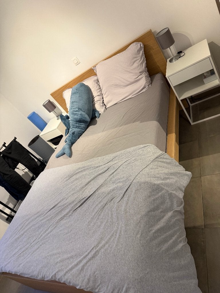 Cadre de lit + lattes MALM 140cm sans matelas, Maison & Meubles, Beige, 140 cm, Enlèvement, Utilisé