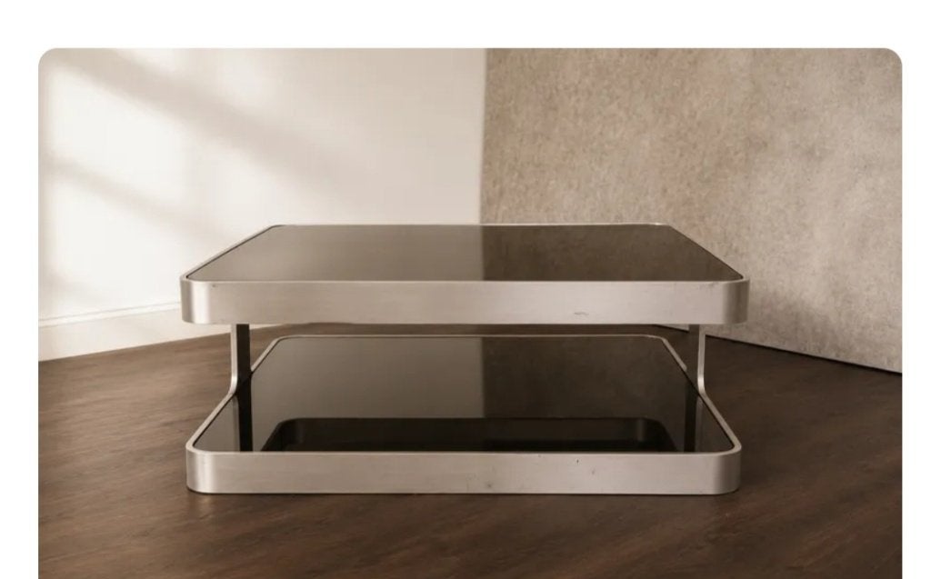 Vintage aluminium design salontafel uit de jaren 70, Ophalen
