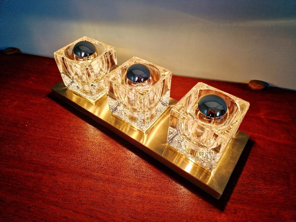 Peill & Putzler Ice Cube drievoudige wandlamp, 1970, Ophalen of Verzenden
