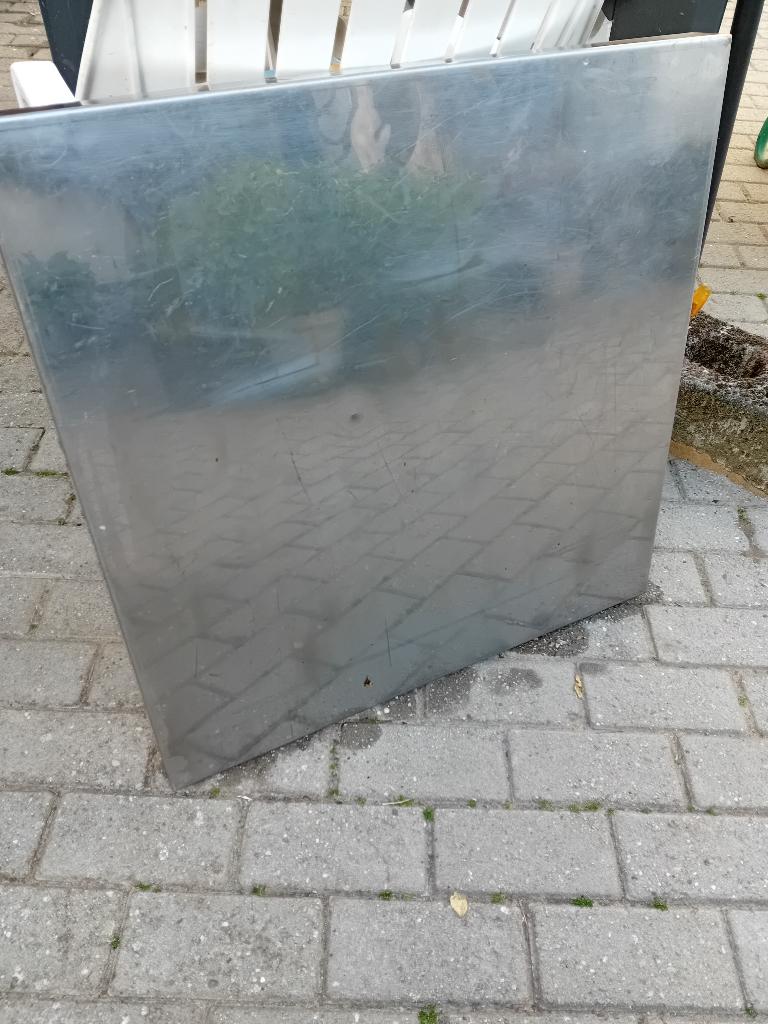 Zware vierkante inox bak 37,50cm 5,50cm Hoogte, Ophalen, Gebruikt