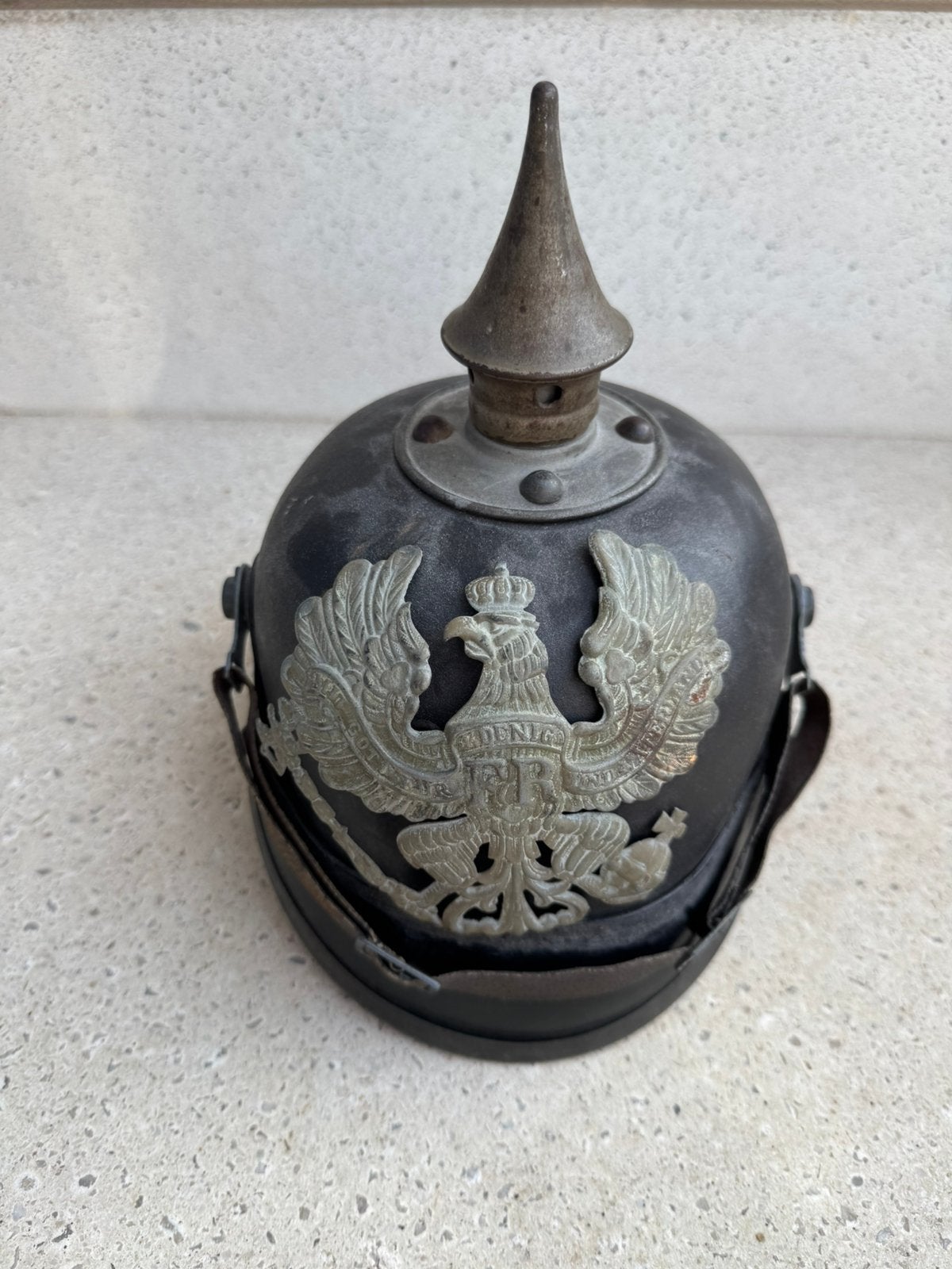 Wo1 Duitse pinhelm, Verzamelen, Ophalen of Verzenden