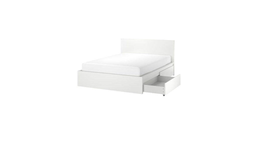 MALM Bed Ikea 160 x 200 + matras middelhard + lattenbodems, Huis en Inrichting, Ophalen, Wit, Tweepersoons, Scandinavisch