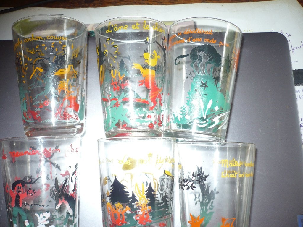 FABLES DE LA FONTAINE - verres à moutarde, Enlèvement ou Envoi, Utilisé, Autres types