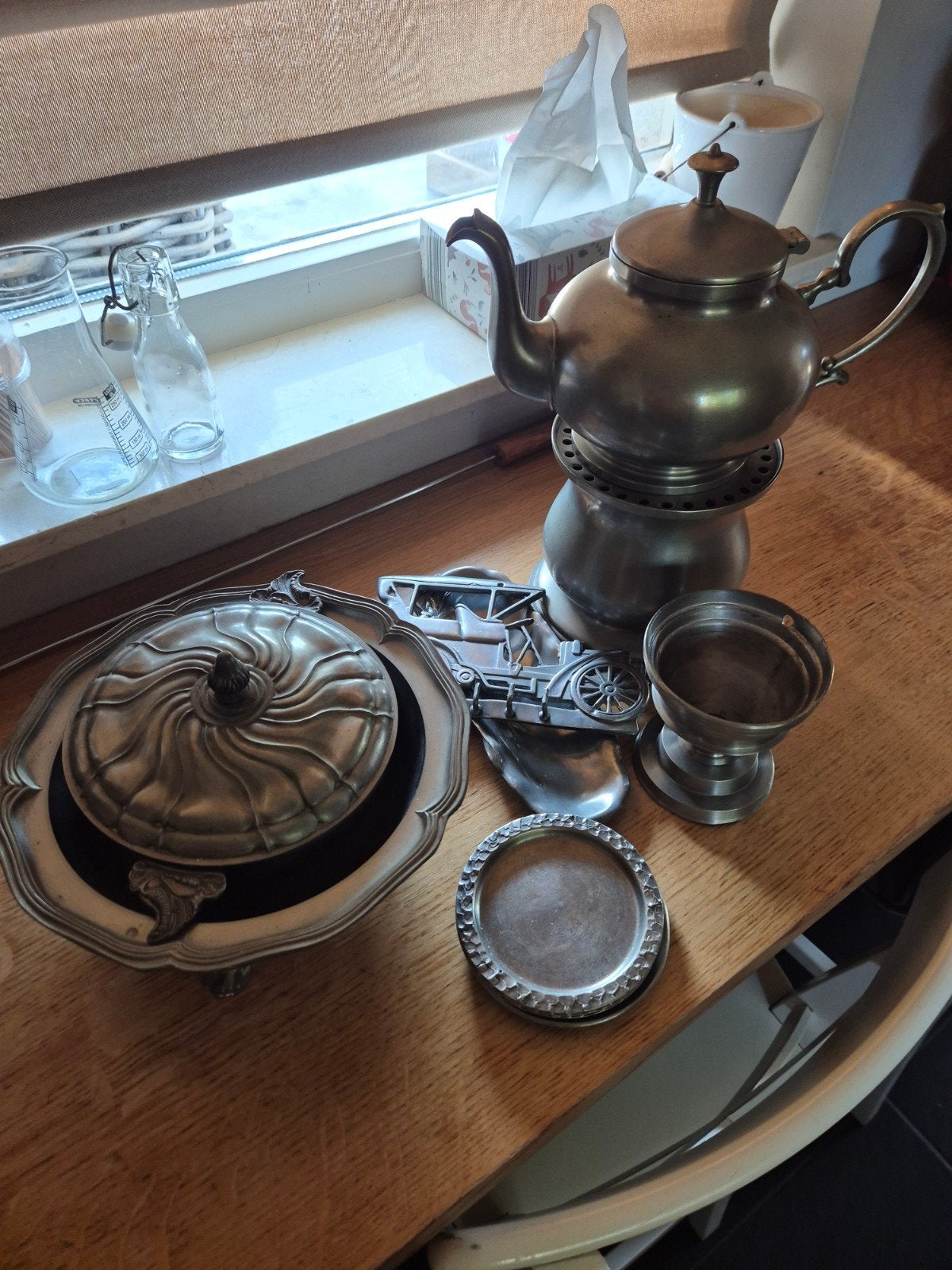 tinnen voorwerpen schaal koffie kan tin lot, Ophalen of Verzenden