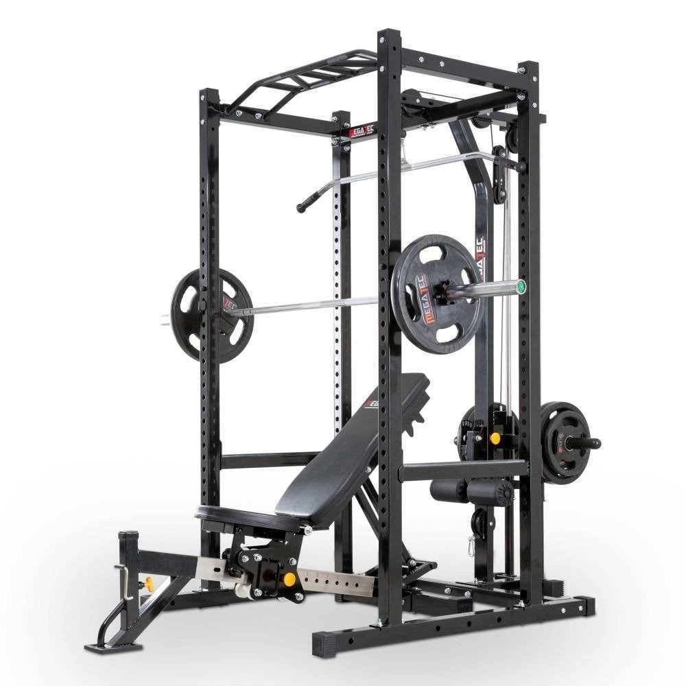 MegaTec Power Rack + Lat Pulley met Gewichtstapel, Ophalen, Benen, Gebruikt, Krachtstation