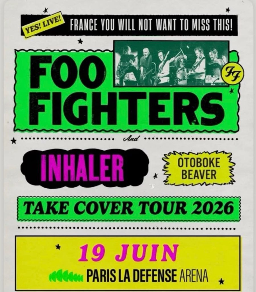2 billets Foo Fighters Paris La Defence, 19 juin 2026, Deux personnes, Juin, Rock of Poprock