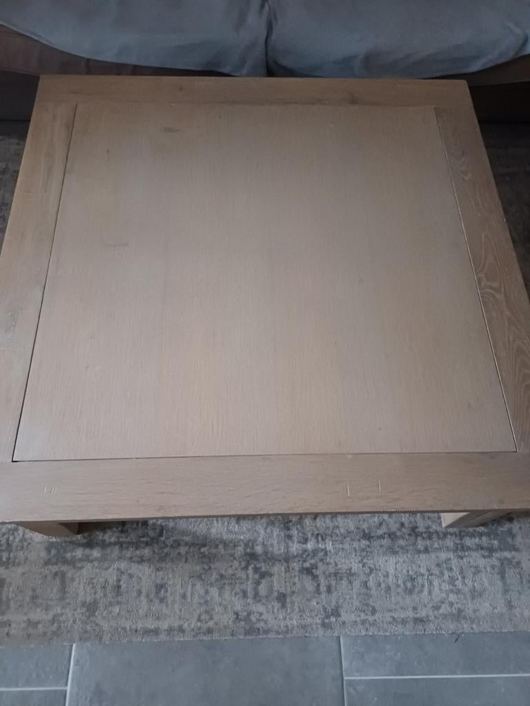 Table basse en chêne, aspect patiné, carrée 110 x 110 cm, Enlèvement, Carré