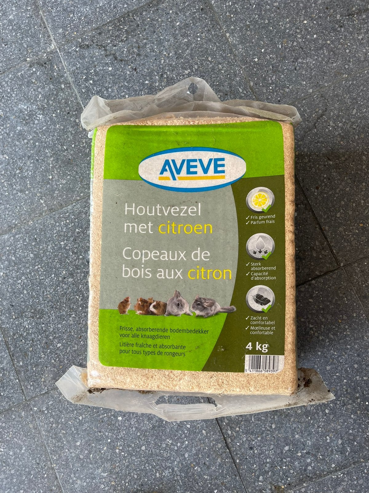 Ongeopend pak Aveve houtvezel met citroen (4 kg), Enlèvement ou Envoi, Comme neuf