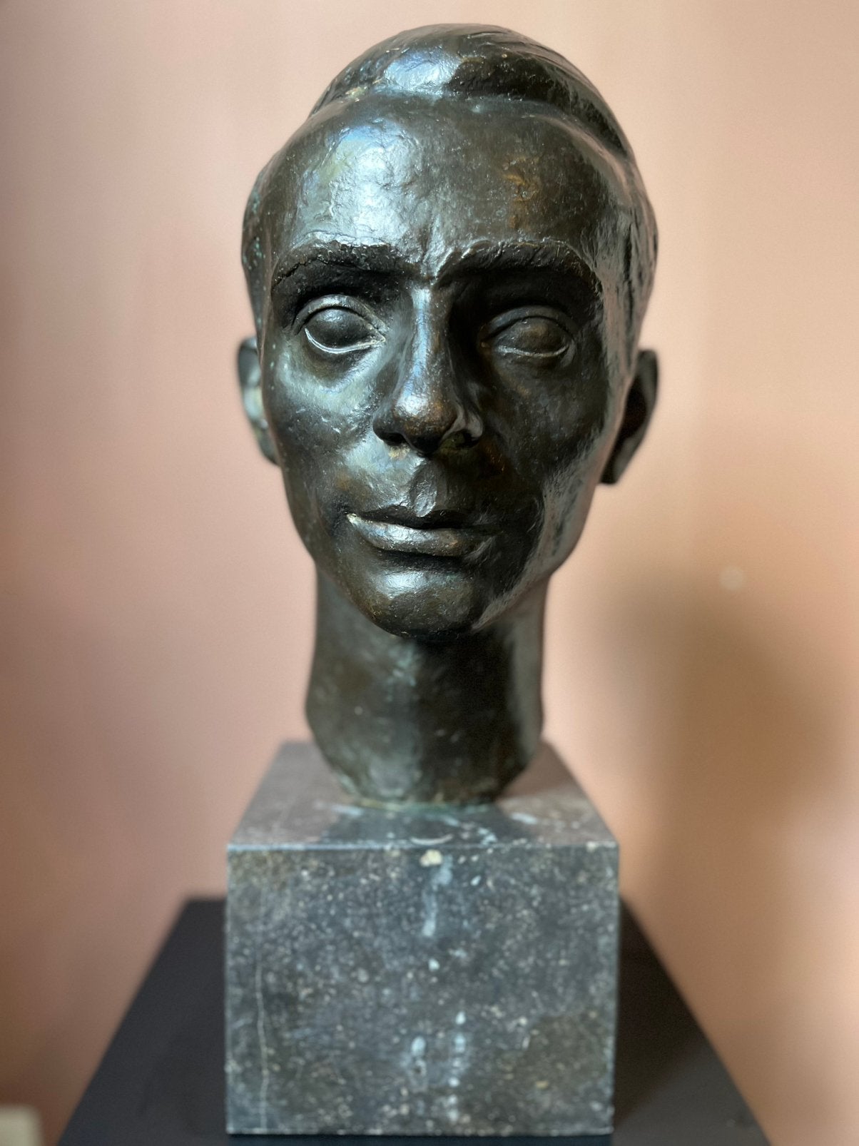 Prachtige buste in brons met marmer van Elisabeth De Wee, Ophalen, Brons, Buste