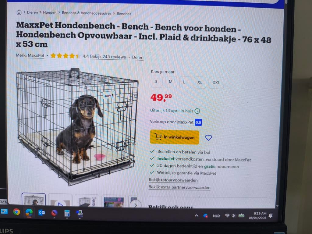 NIEUWE hondenbench met twee deuren en zachte plaid, Ophalen