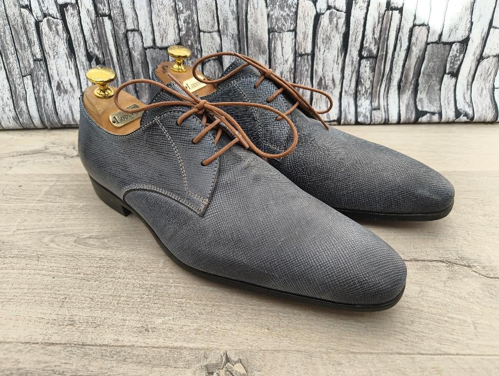 Giorgio blauw grijze herenschoenen - Mt 42, Zo goed als nieuw, Veterschoenen, Giorgio Azzurro, Verzenden