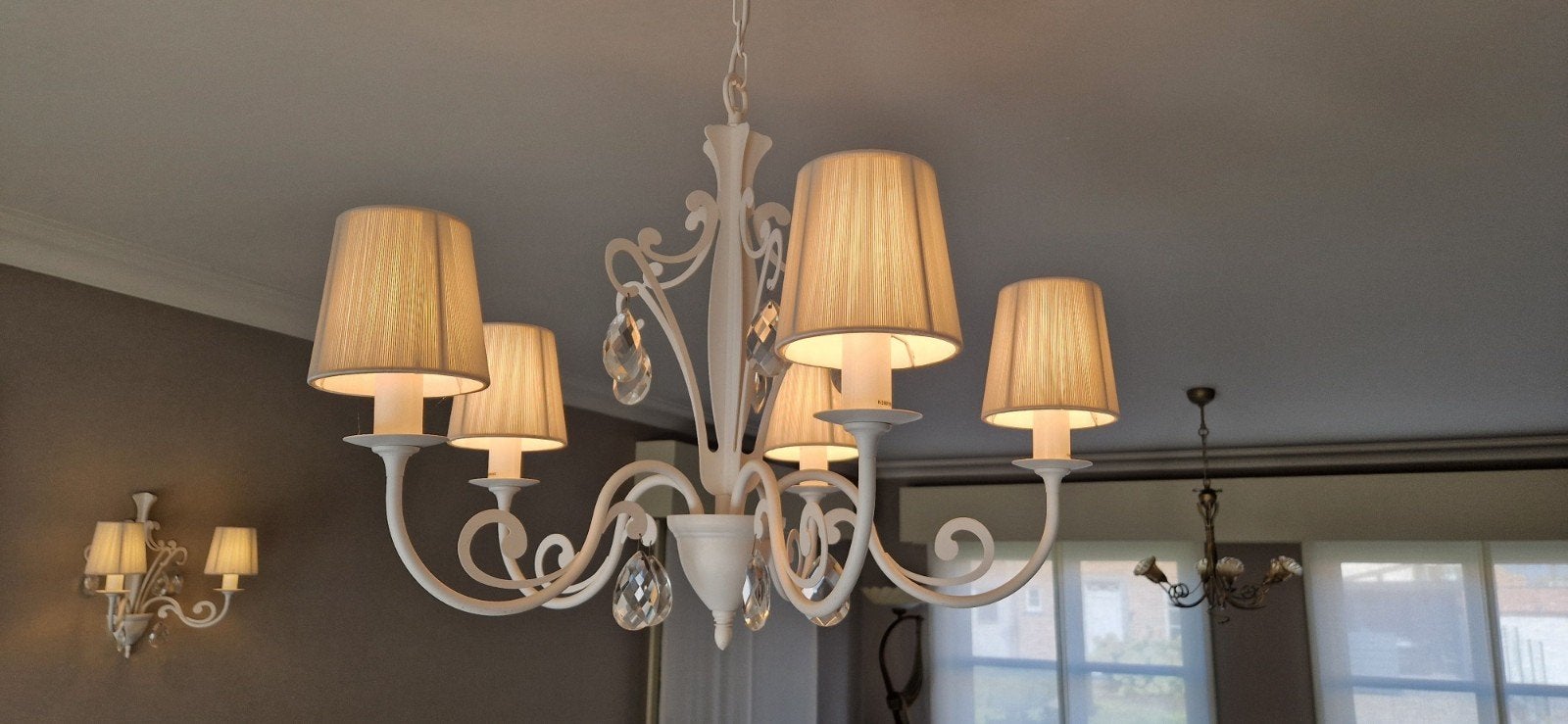 Luster Plafond Hanglamp, Ophalen, E14 (klein), Zo goed als nieuw, Metaal