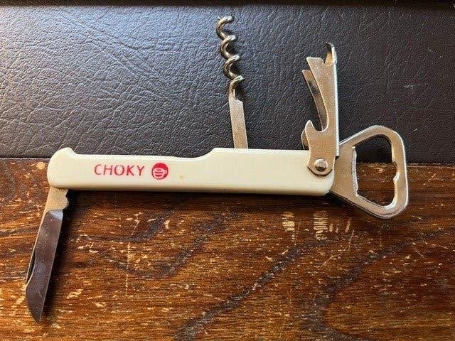 Choky, flessenopener, kurkentrekker, zakmes combinatie, Verzamelen, Ophalen
