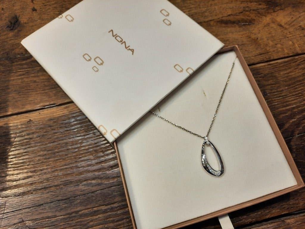 rhodiated sterling zilveren 925 ketting met hanger "Nona", Ophalen of Verzenden, Nieuw, Zilver, Zilver