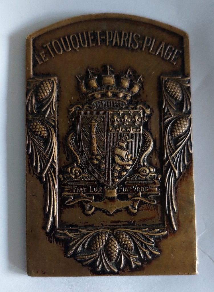 Bronzen medaille Le Touquet Paris Plage 1928 automobilia, Ophalen of Verzenden, Brons