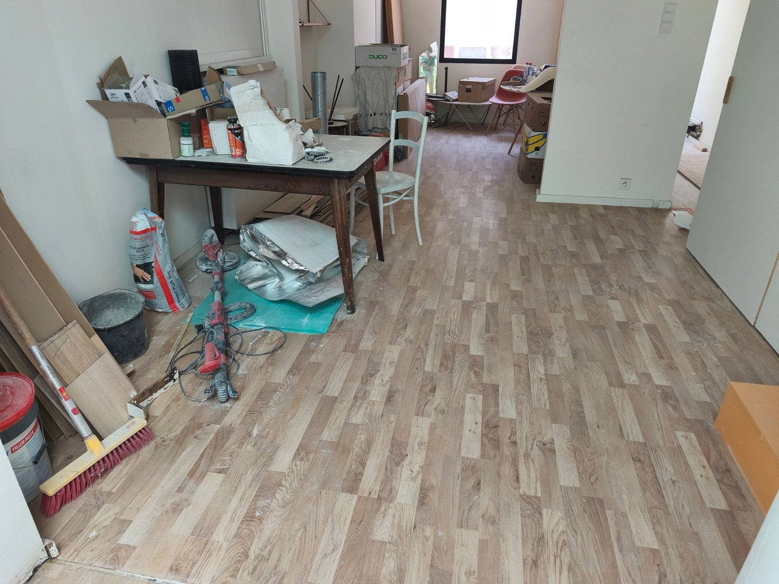 laminaat 45m2 - natural oak 3-strip classic, Huis en Inrichting, Ophalen, Gebruikt, 25 tot 50 m², Beige