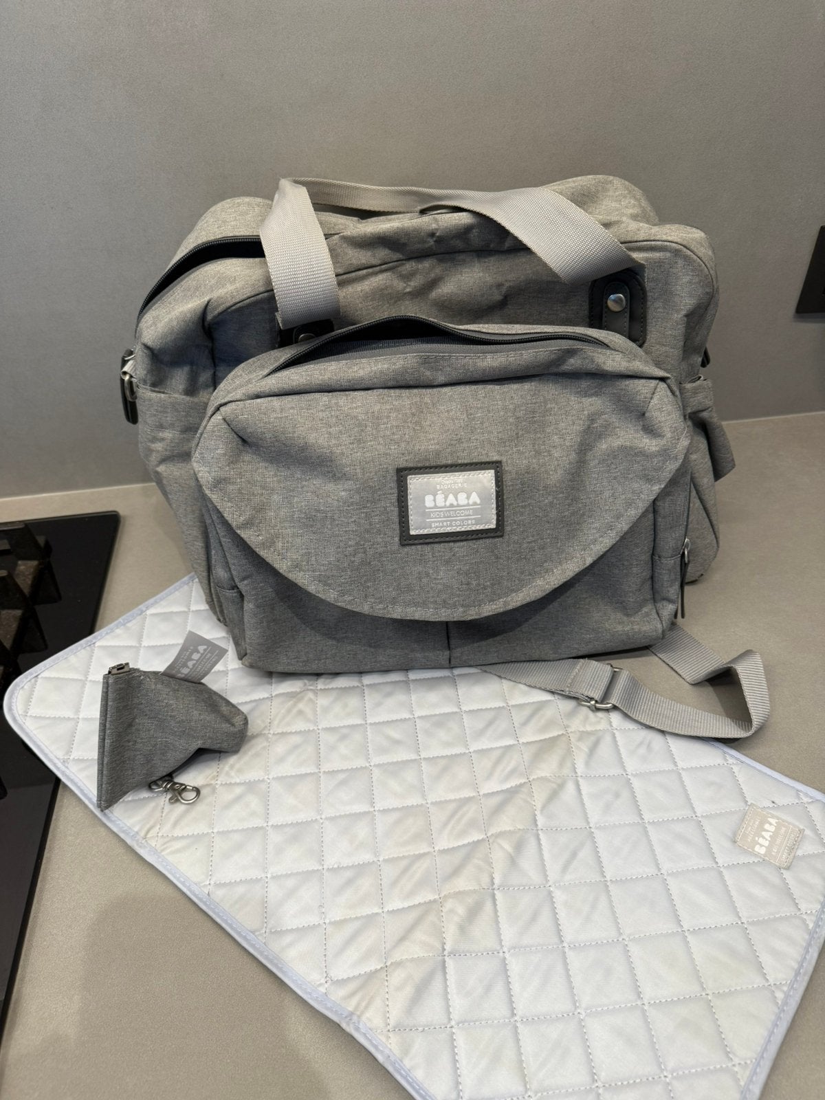 Verzorgingstas Béaba “Genève II heather grey”, Ophalen, Gebruikt