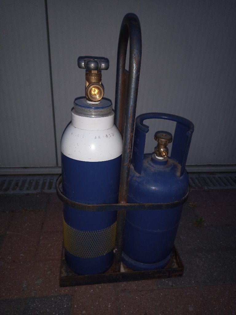 acetyleen + zuurstof fles 5l inhoud, Doe-het-zelf en Bouw, Gereedschap | Lasapparaten, Ophalen, Gebruikt, Overige typen