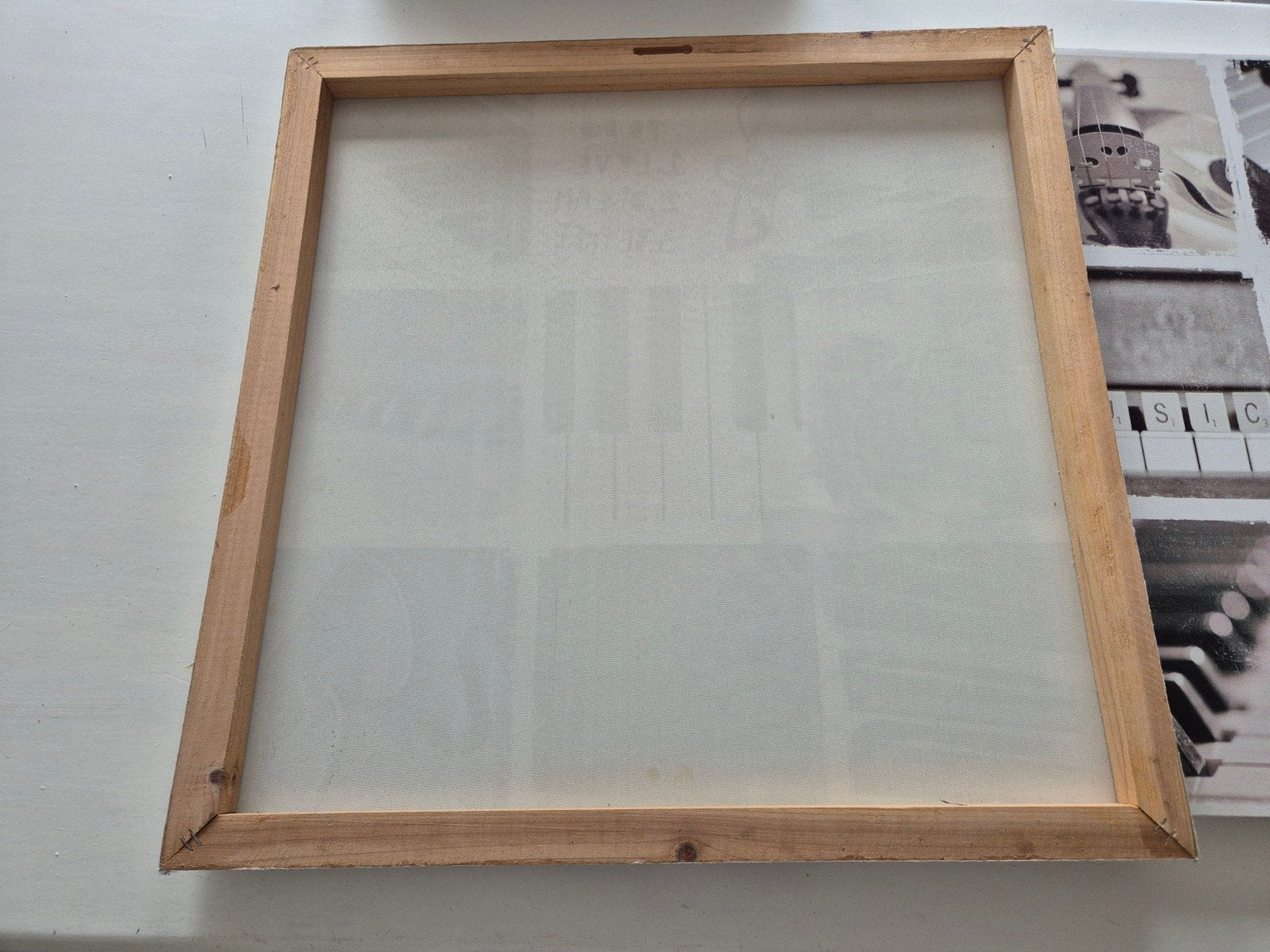 Grote muurkaders decoratie muziek-gerelateerd 58x58 cm, Ophalen, Gebruikt