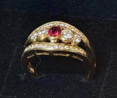 18 karaat gouden ringen met robijn en natuurlijke diamanten!, Geel, Ophalen of Verzenden, 17 tot 18, Met edelsteen