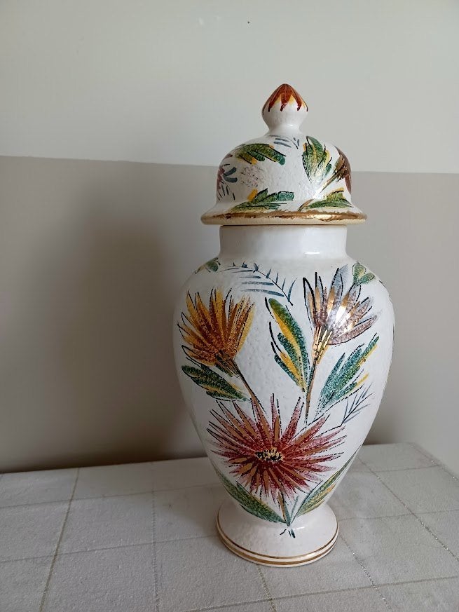 Eclectische Italiaanse Vaas. Handgeschilderd – P220 – 60/70s, Antiek en Kunst, Ophalen of Verzenden