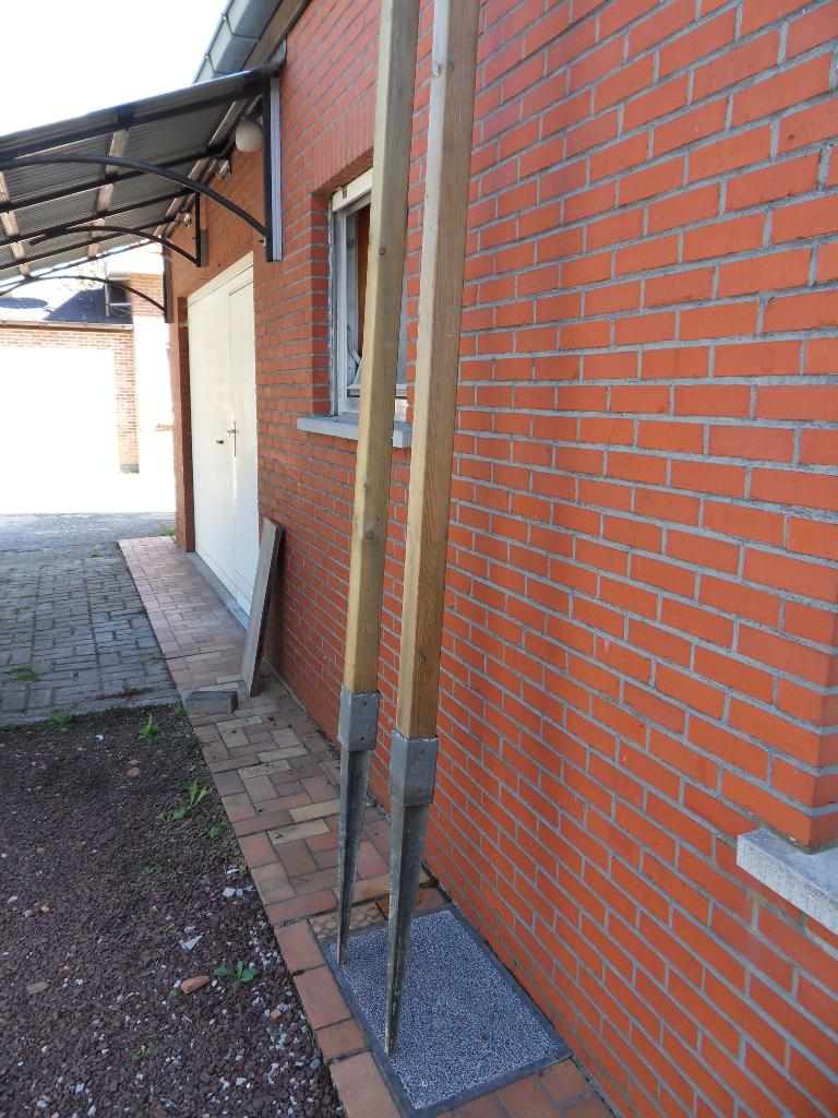 2 Houten balken voor carport of afdak, Doe-het-zelf en Bouw, Hout en Planken, Ophalen, Zo goed als nieuw, 200 tot 250 cm, 50 mm of meer